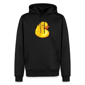 Quietscheentchen - Ente - Duck - Männer Premium Bio Hoodie - Schwarz - Vorne - Nico (187cm)