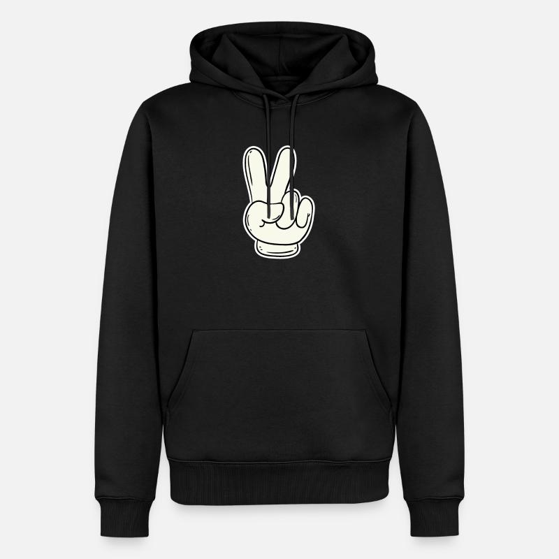 Handzeichen Victory & Peace - Männer Premium Bio Hoodie - Schwarz