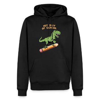 TRex 1er jour d'école - Sweat à capuche Premium bio Homme - noir - Devant - Nico (187cm)