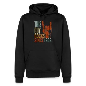 54. Geburtstag This Guy Rocks since 1969 Rockhand - Männer Premium Bio Hoodie - Schwarz - Vorne - Nico (187cm)