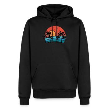 Palmiers / plage / coucher de soleil / fête sur la plage - Sweat à capuche Premium bio Homme - noir - Devant - Nico (187cm)
