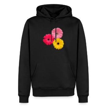 bunte blühende Gerbera Blumen, Gerberas, Blüten, - Männer Premium Bio Hoodie - Schwarz - Vorne - Nico (187cm)