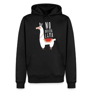 Lama, Lamas, Dramalama, Wortspiel, Spruch, lustig - Männer Premium Bio Hoodie - Schwarz - Vorne - Nico (187cm)