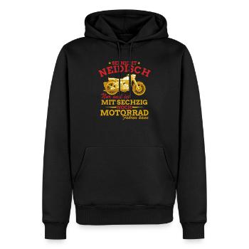 Motorrad Shirt • Neidisch Motorradfahrer Geschenk - Männer Premium Bio Hoodie - Schwarz - Vorne - Nico (187cm)