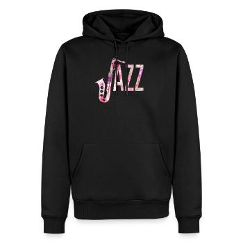 Jazz - Männer Premium Bio Hoodie - Schwarz - Vorne - Nico (187cm)