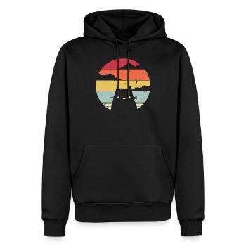 Katze Retro - Männer Premium Bio Hoodie - Schwarz - Vorne - Nico (187cm)