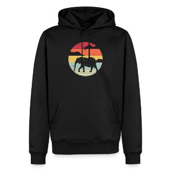 Elefant Retro - Männer Premium Bio Hoodie - Schwarz - Vorne - Nico (187cm)