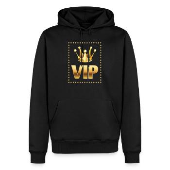 VIP avec couronne - Sweat à capuche Premium bio Homme - noir - Devant - Nico (187cm)