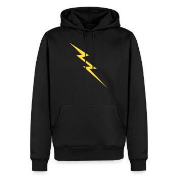 Blitz - Männer Premium Bio Hoodie - Schwarz - Vorne - Nico (187cm)