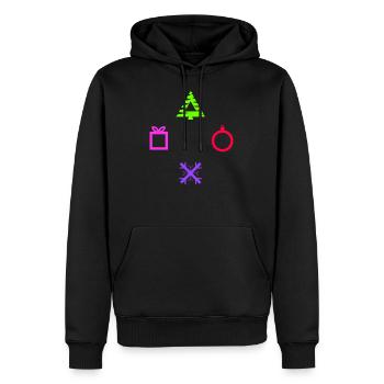 Gamer Console Buttons - Christmas Edition - Männer Premium Bio Hoodie - Schwarz - Vorne - Nico (187cm)