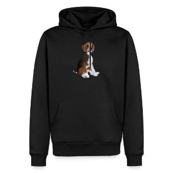 Chiot Beagle - Sweat à capuche Premium bio Homme - noir - Devant - Nico (187cm)
