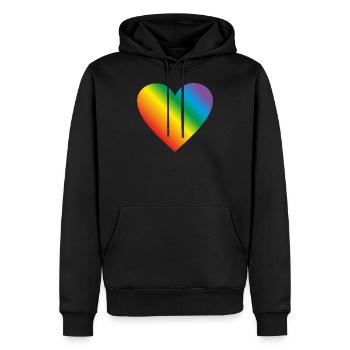 Lgbt Regenbogen Herz - Männer Premium Bio Hoodie - Schwarz - Vorne - Nico (187cm)
