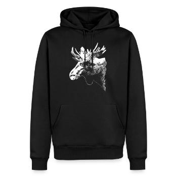 Elch - Moose - Männer Premium Bio Hoodie - Schwarz - Vorne - Nico (187cm)