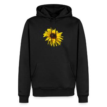 tournesol en fleurs, tournesols, fleurs, pétales - Sweat à capuche Premium bio Homme - noir - Devant - Nico (187cm)