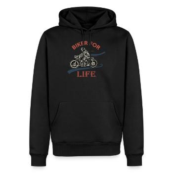 Biker for life, passion moto biker cadeau Motard - Sweat à capuche Premium bio Homme - noir - Devant - Nico (187cm)