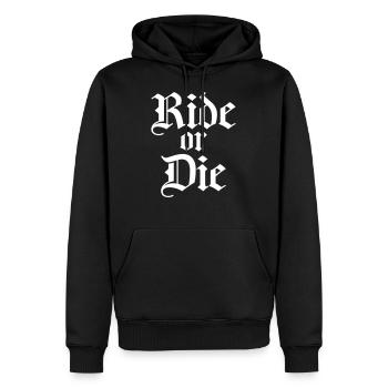 Ride or Die Logo Design - Men’s Premium Organic Hoodie - black - Front - Nico (187cm)
