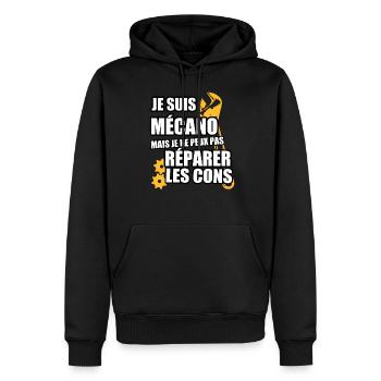 Mécanicien Auto Cadeau Drôle / Mécanique / Mécano - Sweat à capuche Premium bio Homme - noir - Devant - Nico (187cm)