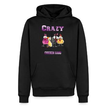 Gang de poulet fou - Sweat à capuche Premium bio Homme - noir - Devant - Nico (187cm)