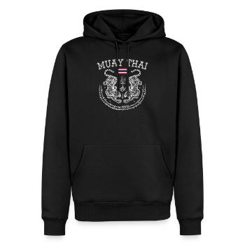 Muay Thai Tiger Thailand Kickboxing Martial Art - Sweat à capuche Premium bio Homme - noir - Devant - Nico (187cm)