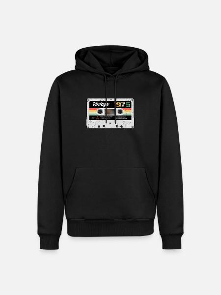 Vintage Kassette 1975 Retro Classic Geburtstag - Männer Premium Bio Hoodie - Schwarz