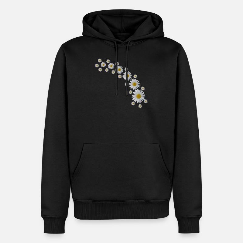 Marguerites Ranke, fleurs blanches, fleurs, floral, - Sweat à capuche Premium bio Homme - noir