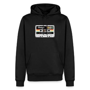 Vintage Cassette 1985 Rétro Classique Anniversaire - Sweat à capuche Premium bio Homme - noir - Devant - Nico (187cm)