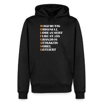 Wolfgang - Männer Premium Bio Hoodie - Schwarz - Vorne - Nico (187cm)