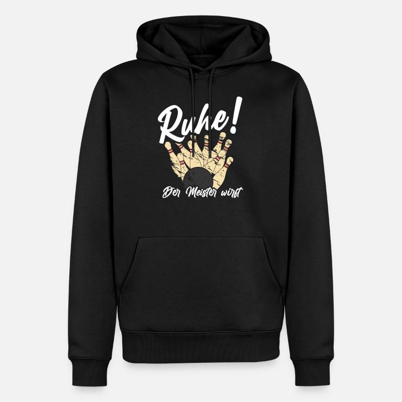 Ruhe der Meister wirft Bowling Spruch - Männer Premium Bio Hoodie - Schwarz