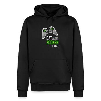 Eat Sleep Zocken Repeat Gaming Gamer - Männer Premium Bio Hoodie - Schwarz - Vorne - Nico (187cm)