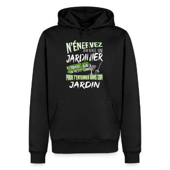 jardinier jardin - Sweat à capuche Premium bio Homme - noir - Devant - Nico (187cm)