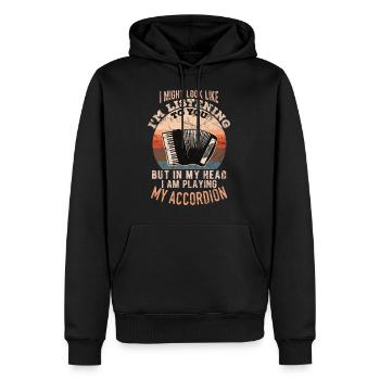In my head I am playing my Accordion - Männer Premium Bio Hoodie - Schwarz - Vorne - Nico (187cm)
