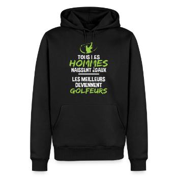 Cadeau drôle golfeur humour golf - Sweat à capuche Premium bio Homme - noir - Devant - Nico (187cm)