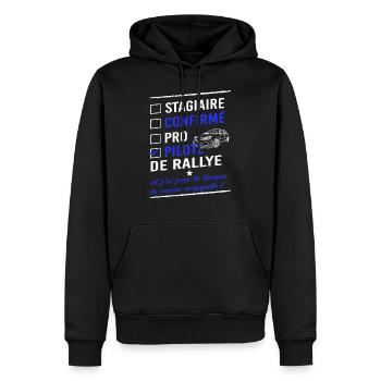Pilote de rallye - Sweat à capuche Premium bio Homme - noir - Devant - Nico (187cm)