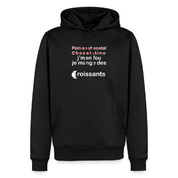 Pain au chocolat chocolatine croissants - Sweat à capuche Premium bio Homme - noir - Devant - Nico (187cm)