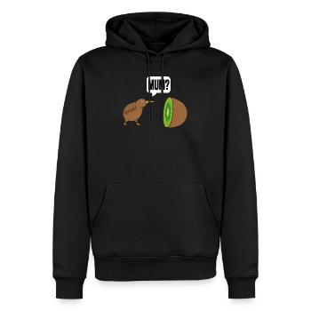 Oiseau kiwi disant drôle - Sweat à capuche Premium bio Homme - noir - Devant - Nico (187cm)