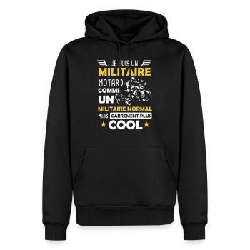 Militaire motard armée moto cadeau drôle - Sweat à capuche Premium bio Homme - noir - Devant - Nico (187cm)