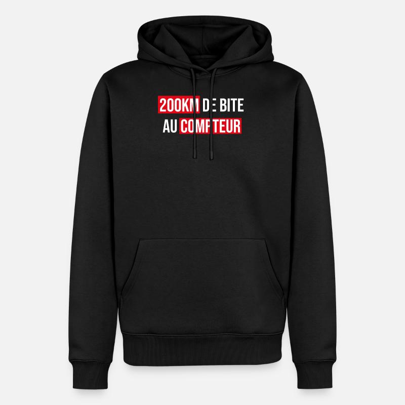 200km de bite au compteur - Sweat à capuche Premium bio Homme - noir