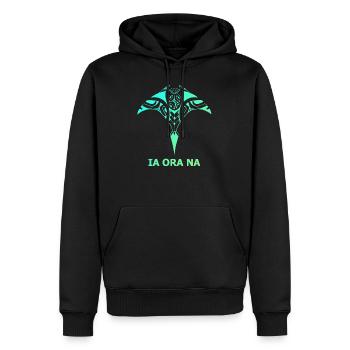 Raie Tahitienne - Sweat à capuche Premium bio Homme - noir - Devant - Nico (187cm)