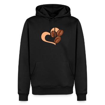 Kaffeebohne Herz Café Kaffee - Männer Premium Bio Hoodie - Schwarz - Vorne - Nico (187cm)