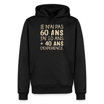 60 ans anniversaire - Sweat à capuche Premium bio Homme - noir - Devant - Nico (187cm)