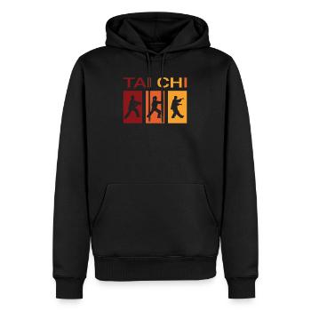 Retro Tai Chi Taiji Chuan Meditation - Männer Premium Bio Hoodie - Schwarz - Vorne - Nico (187cm)