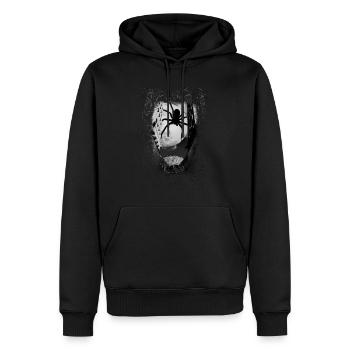 Spider before the full moon between church towers 1 - Men’s Premium Organic Hoodie - black - Front - Nico (187cm)