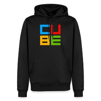CUBE - Men’s Premium Organic Hoodie - black - Front - Nico (187cm)