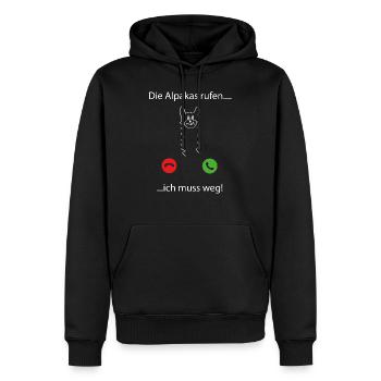 die alpakas rufen ... ich muss weg - Männer Premium Bio Hoodie - Schwarz - Vorne - Nico (187cm)