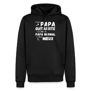 Un papa guitariste c'est comme un papa norma - Sweat à capuche Premium bio Homme - noir - Devant - Nico (187cm)