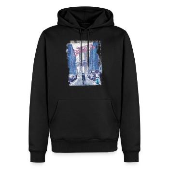 WINTER IN BROOKLYN - Männer Premium Bio Hoodie - Schwarz - Vorne - Nico (187cm)