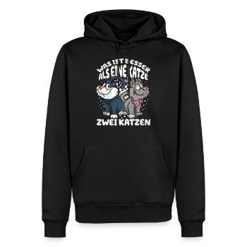 Was ist besser als eine Katze zwei Katzen Kätzchen - Männer Premium Bio Hoodie - Schwarz - Vorne - Nico (187cm)