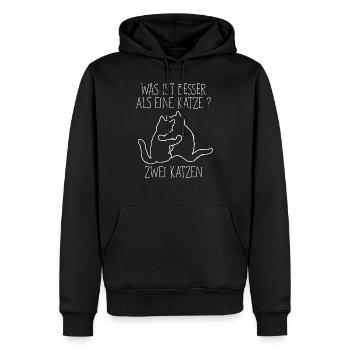 Was ist besser als eine Katze zwei Katzen Kätzchen - Männer Premium Bio Hoodie - Schwarz - Vorne - Nico (187cm)
