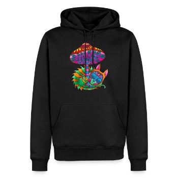 Trippy Goa Psychedelisch Rave Trip Pilze Katze - Männer Premium Bio Hoodie - Schwarz - Vorne - Nico (187cm)