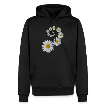 Marguerites fleur, fleur, floral, fleuron - Sweat à capuche Premium bio Homme - noir - Devant - Nico (187cm)